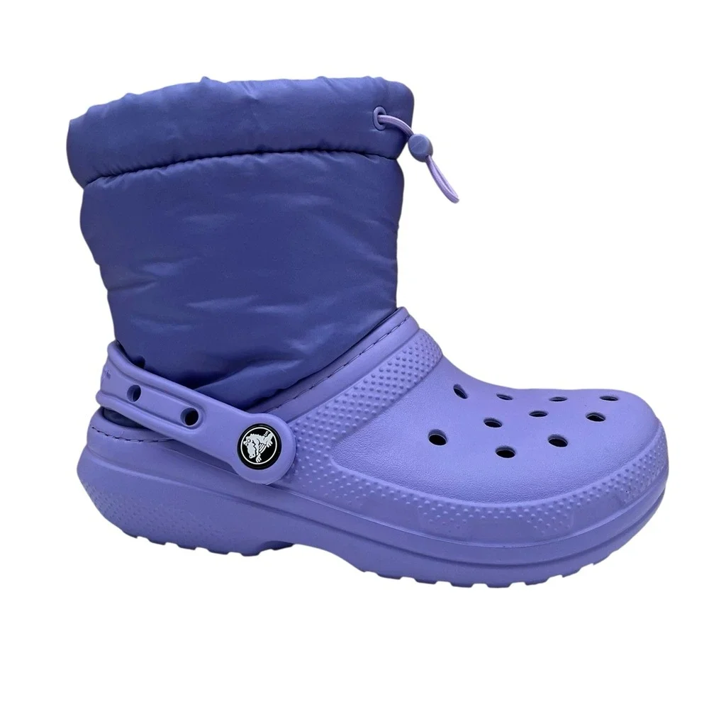 Crocs Classic Youth Girls Lined Neo Puff‎ Boots Size 2 Digital Violet Faux Fur